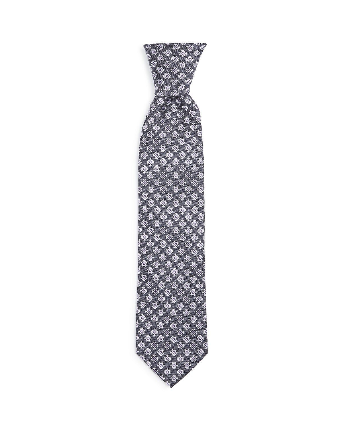 The Men's Store Florette Woven Silk Classic Tie Charcoal