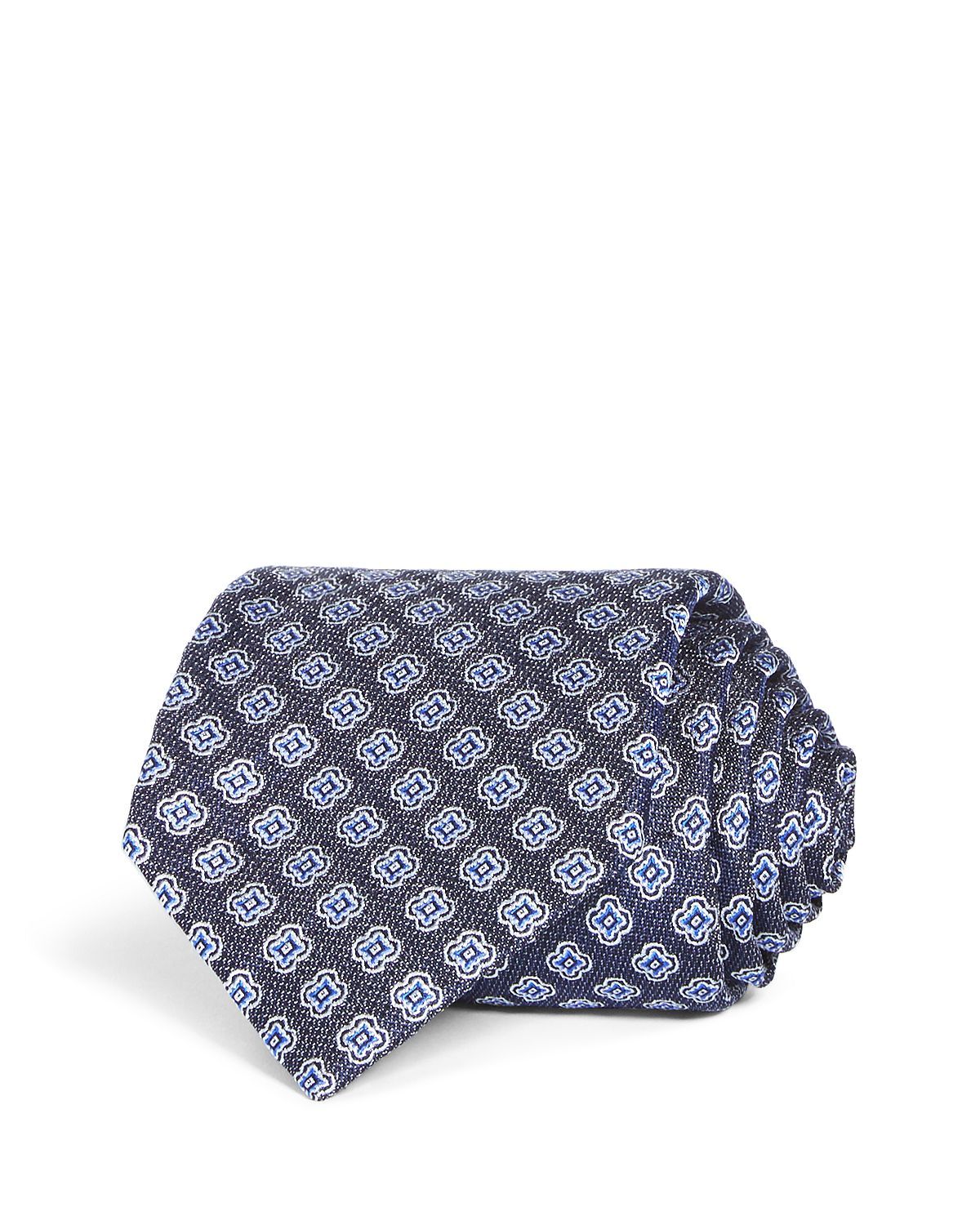 The Men's Store Florette Woven Silk Classic Tie Navy