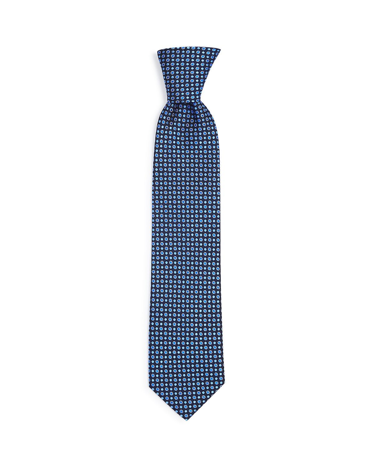 The Men's Store Multi Dot Silk Classic Tie Navy Blue