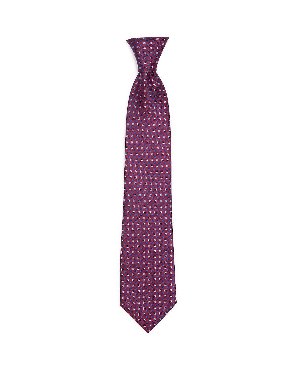 The Men's Store Neat Repeating Square Woven Silk Classic Tie Red