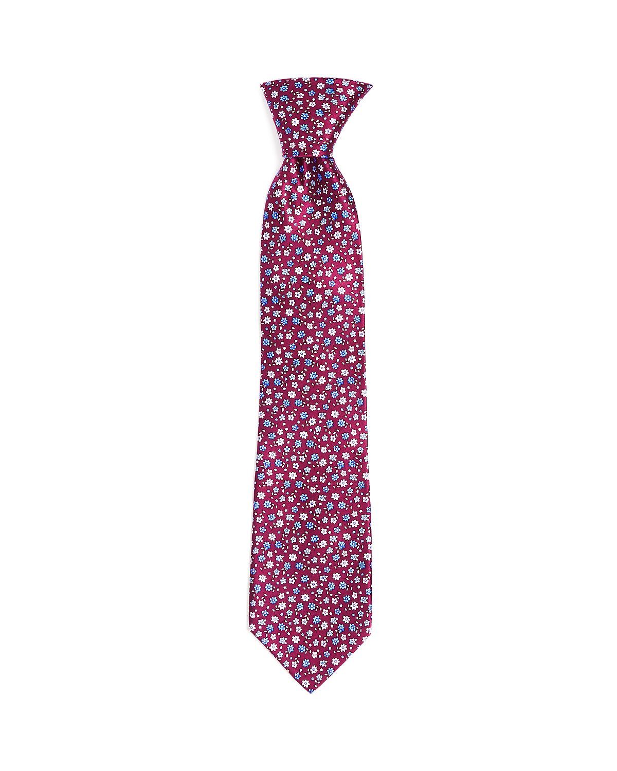 The Men's Store Scattered Floral Silk Classic Tie Plum