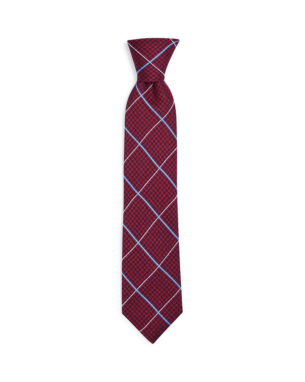 The Men's Store Tuscan Check Silk Classic Tie Burgundy