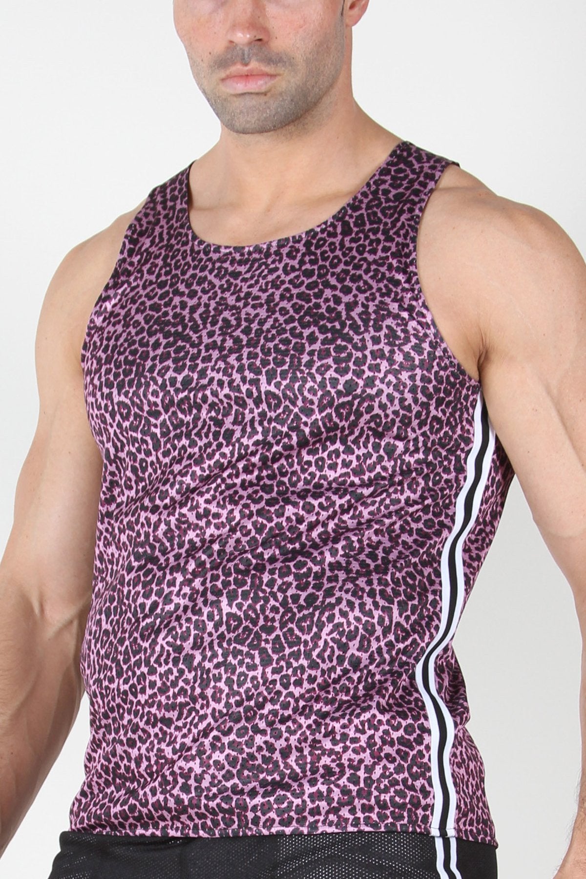 Timoteo Pink Leopard Reversible Mesh Tank
