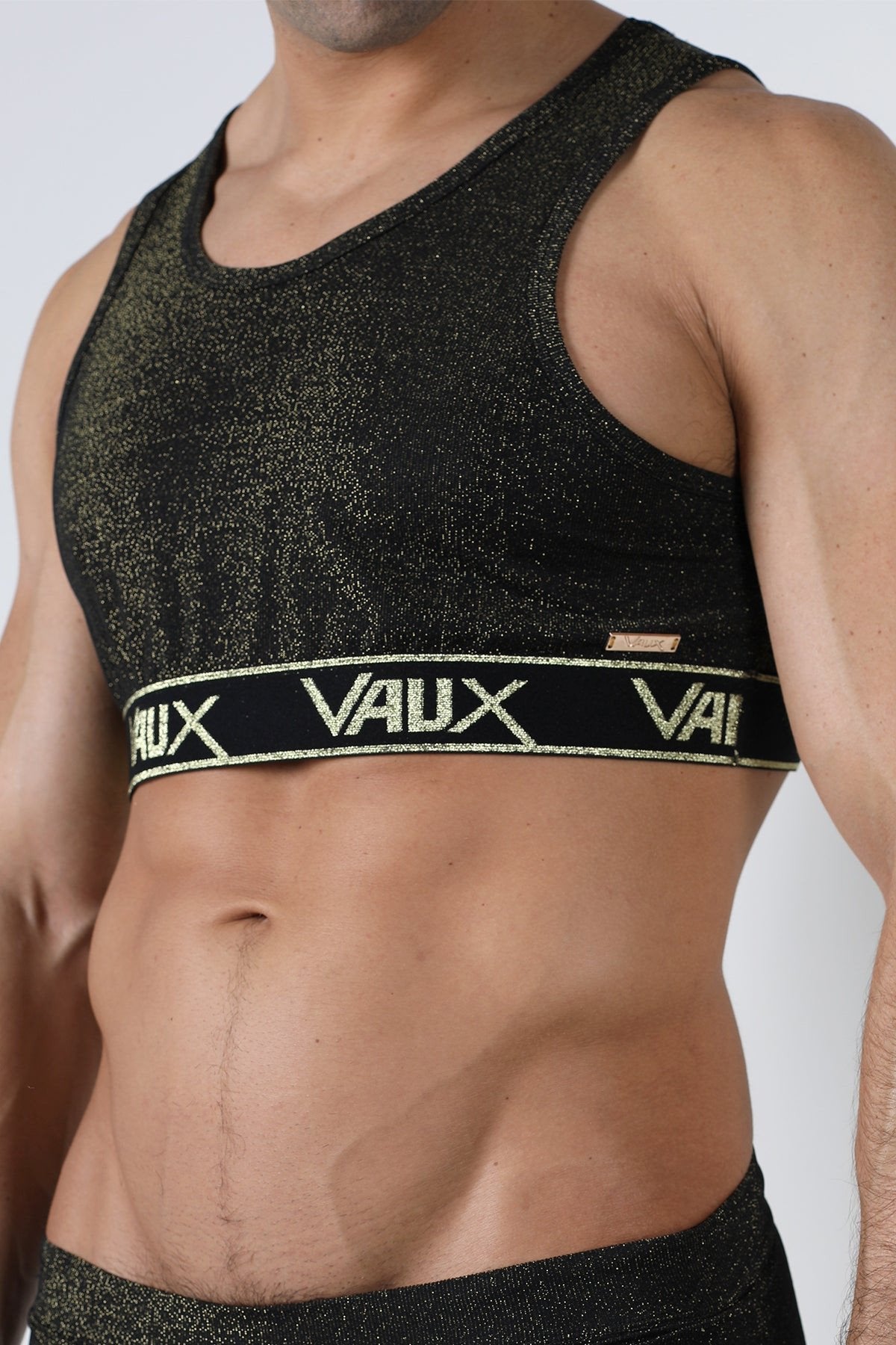 Vaux black Mirage Lurex Crop Top