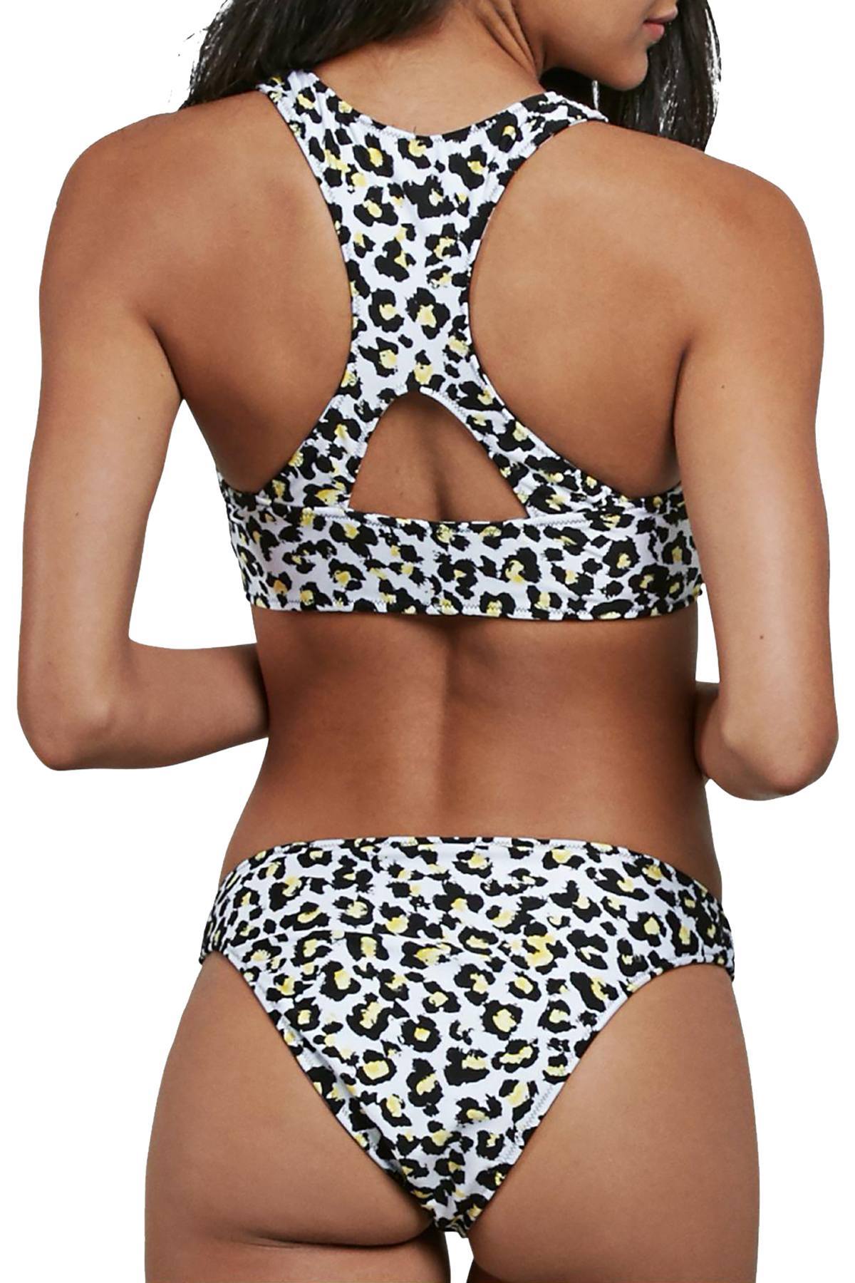 Volcom Black Printed Seeing Spots High-Neck Racerback Bikini Top