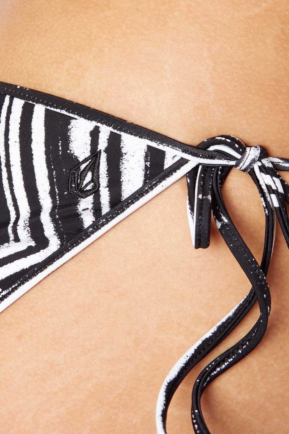 Volcom Stay Tuned Reversible Side Tie Bikini Bottom in Black/White