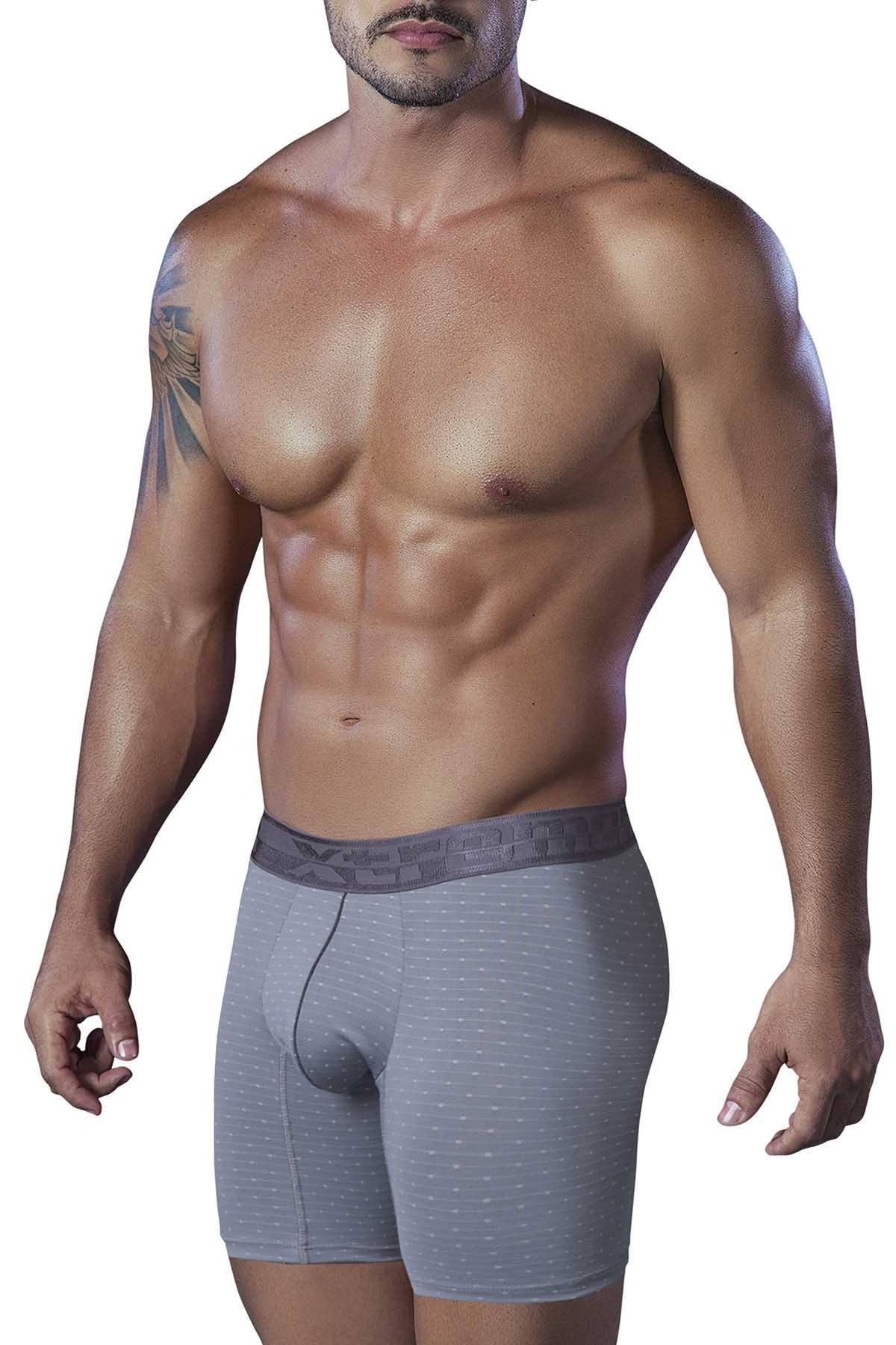 XTREMEN Grey Microfiber Jacquard Athletic Boxer Brief