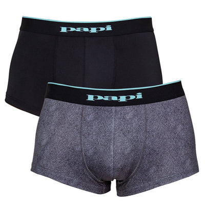 papi Grey Denim and Black Beauty 2-Pack Microflex Brazilian Trunks