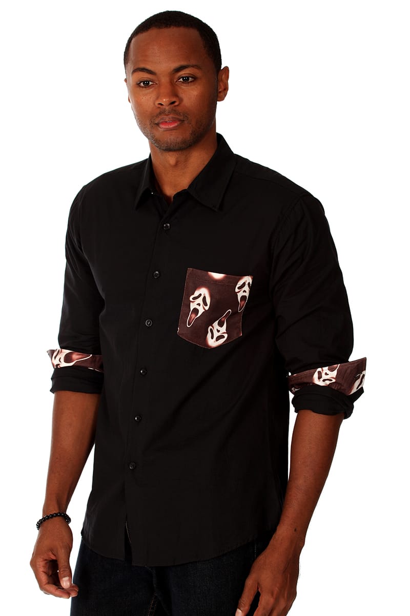 00 Nothing Black Skullgre Button-Up