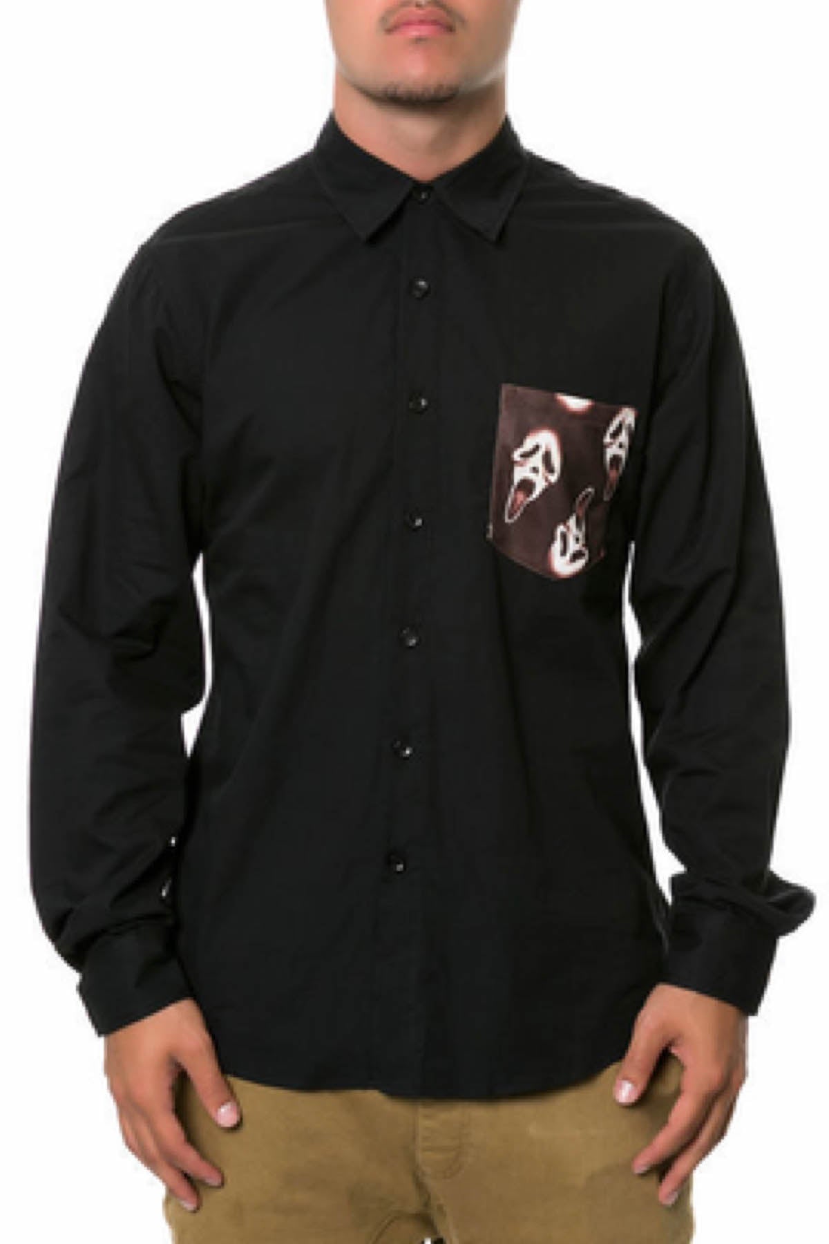 00 Nothing Black Skullgre Button-Up