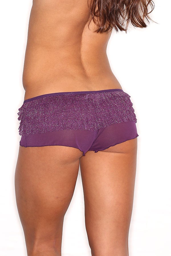 Spreegirl Purple Glitter Cheeky Ruffled Boyshort