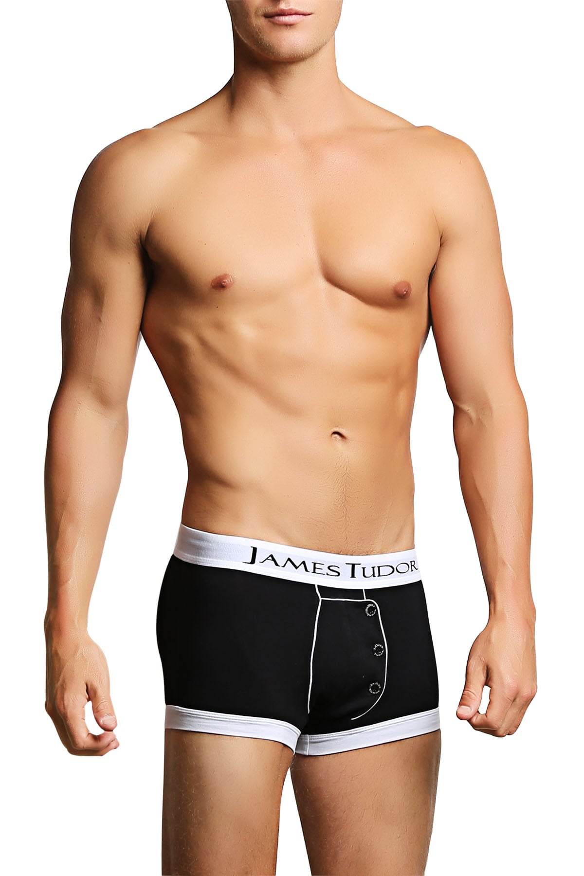 James Tudor Black & White Half Fall Boxer Brief