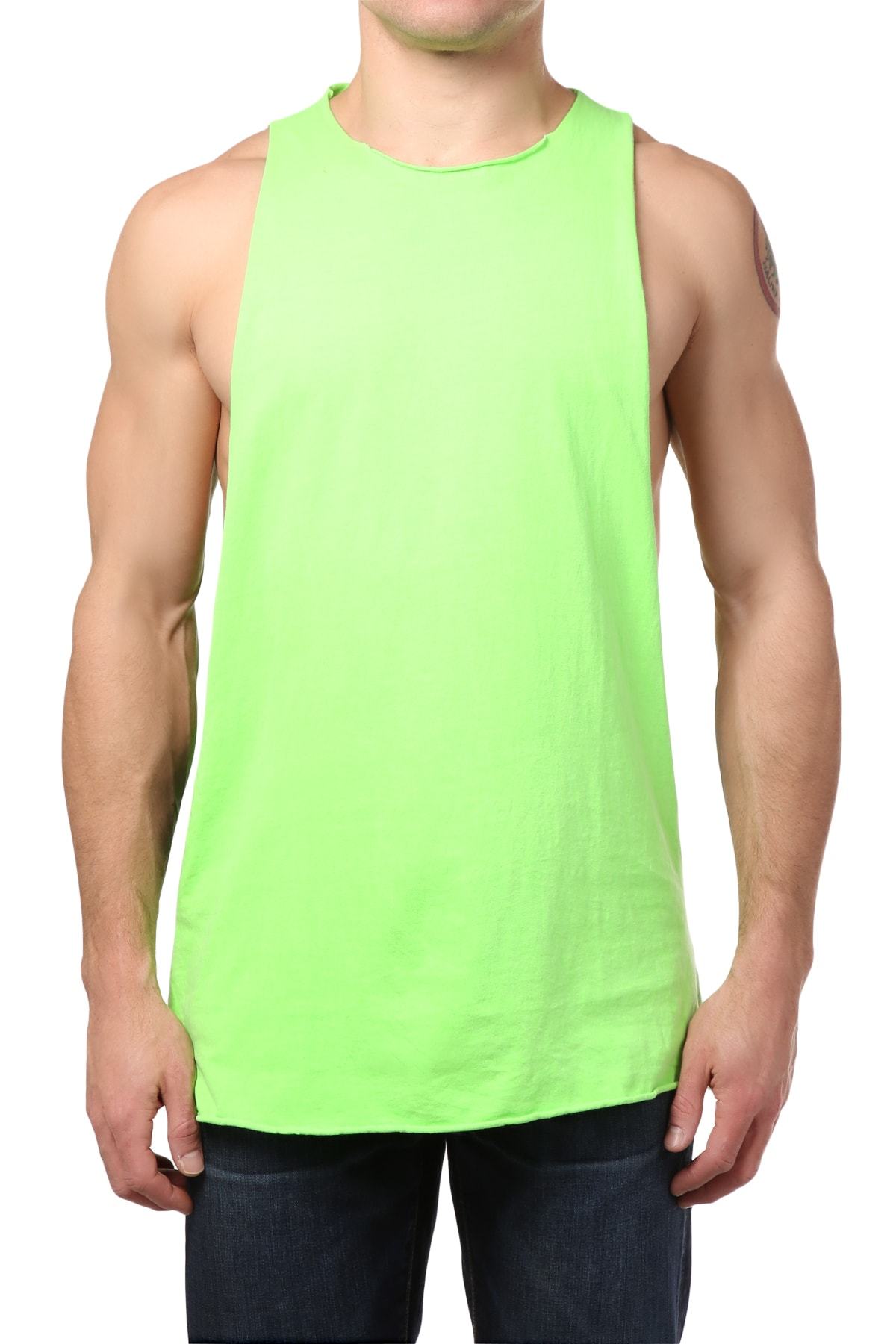 Y.M.L.A. Lime Green Split Muscle Tank