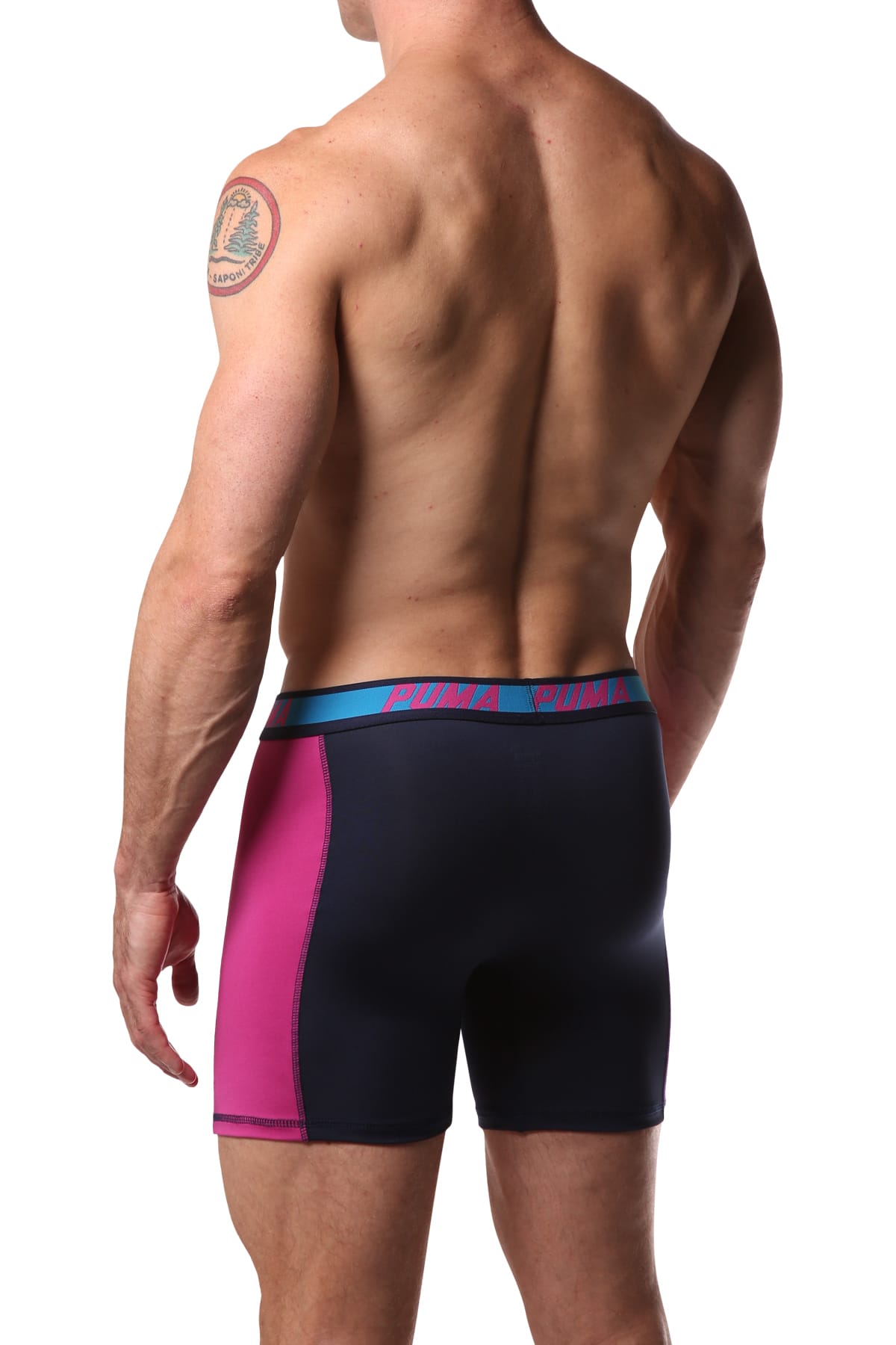 PUMA Navy & Pink Solid Side Panel Boxer Brief