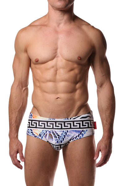 Danny Miami White Print Swim Brief