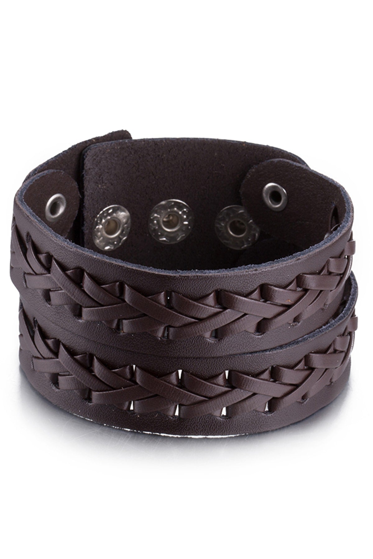 Brown Leather Bradded Wrapped Bracelet