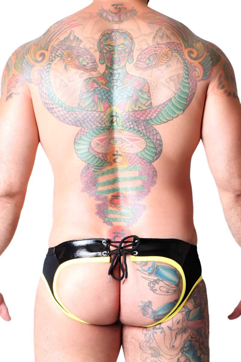 Cell Block 13 Black & Yellow Deviant Lace-Up Jock Brief