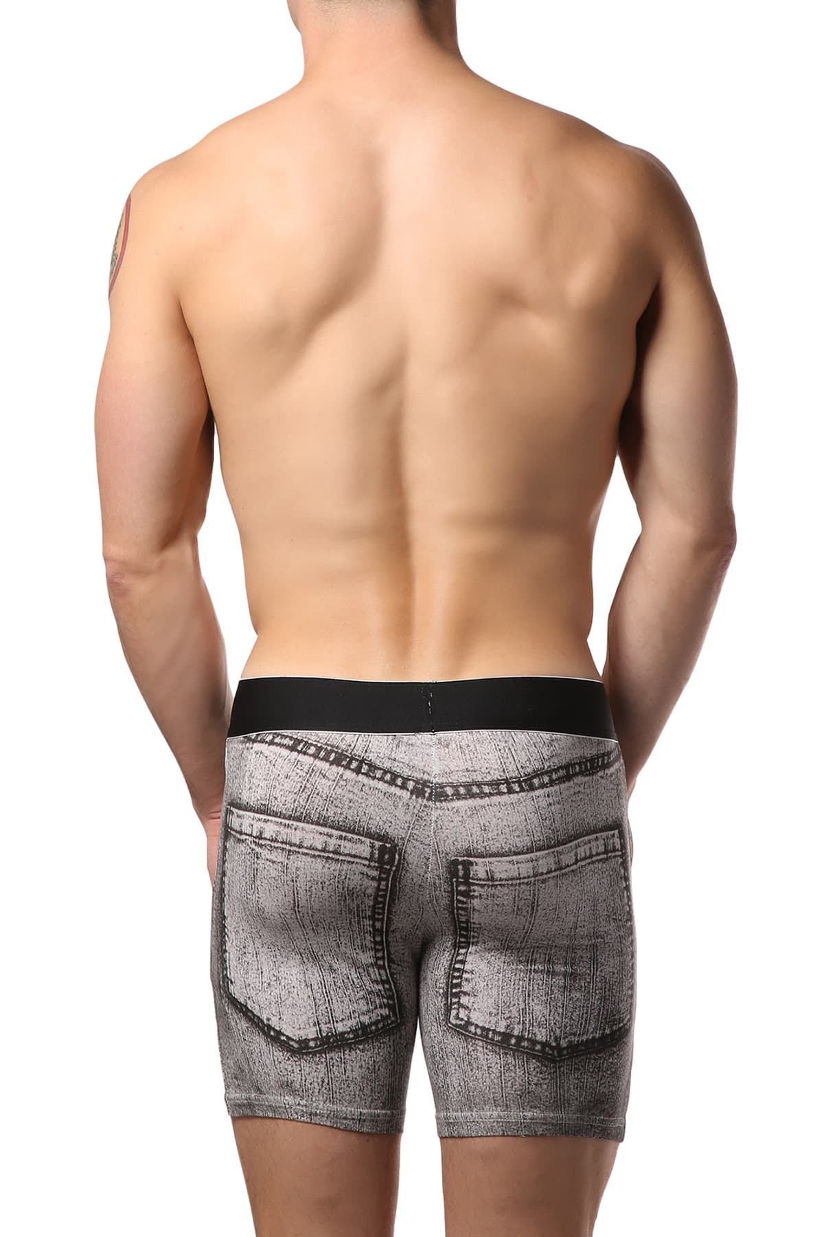 Sly Black & White Denim Boxer Brief - Long