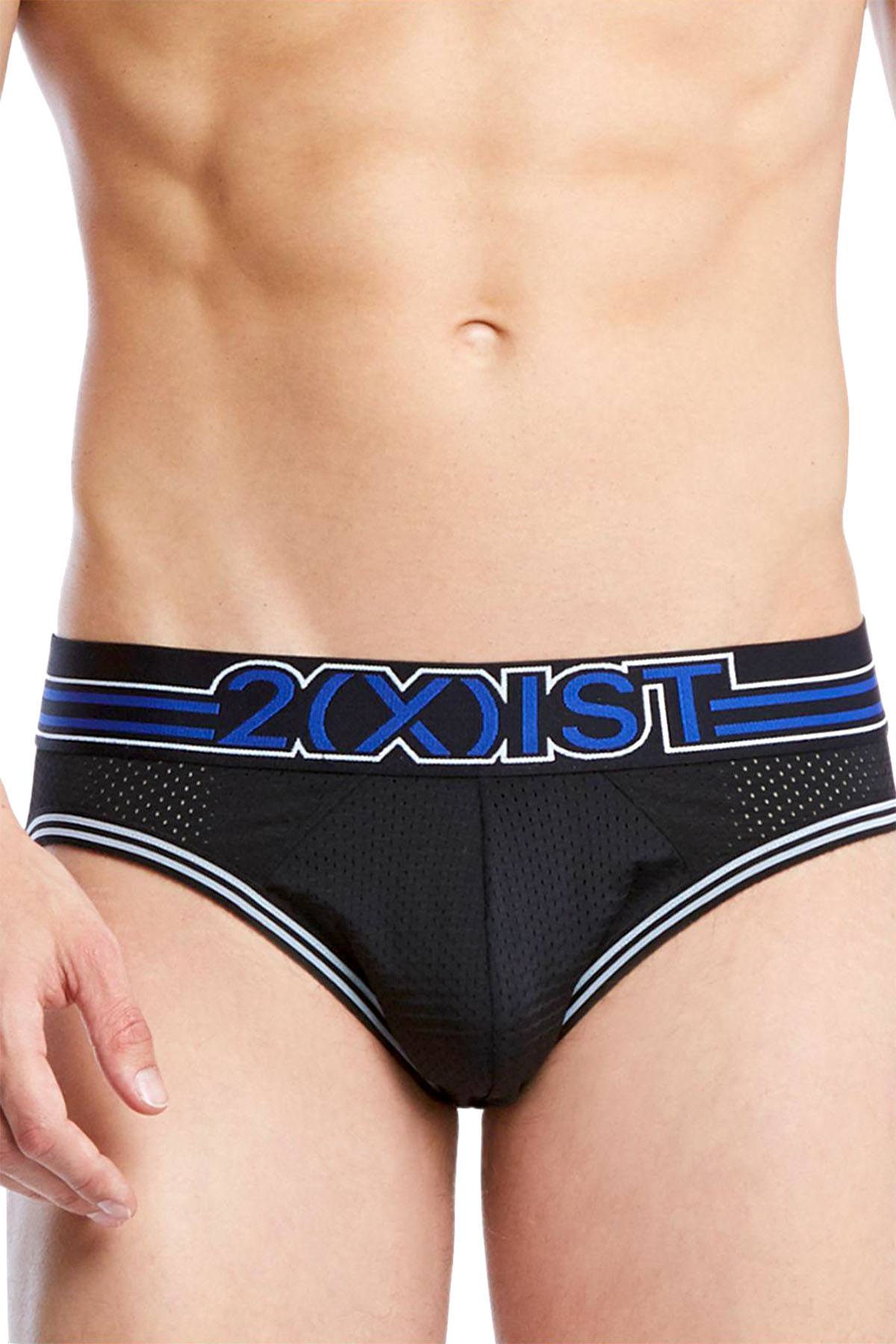 2(X)IST Black Sliq-Mesh Jock-Brief