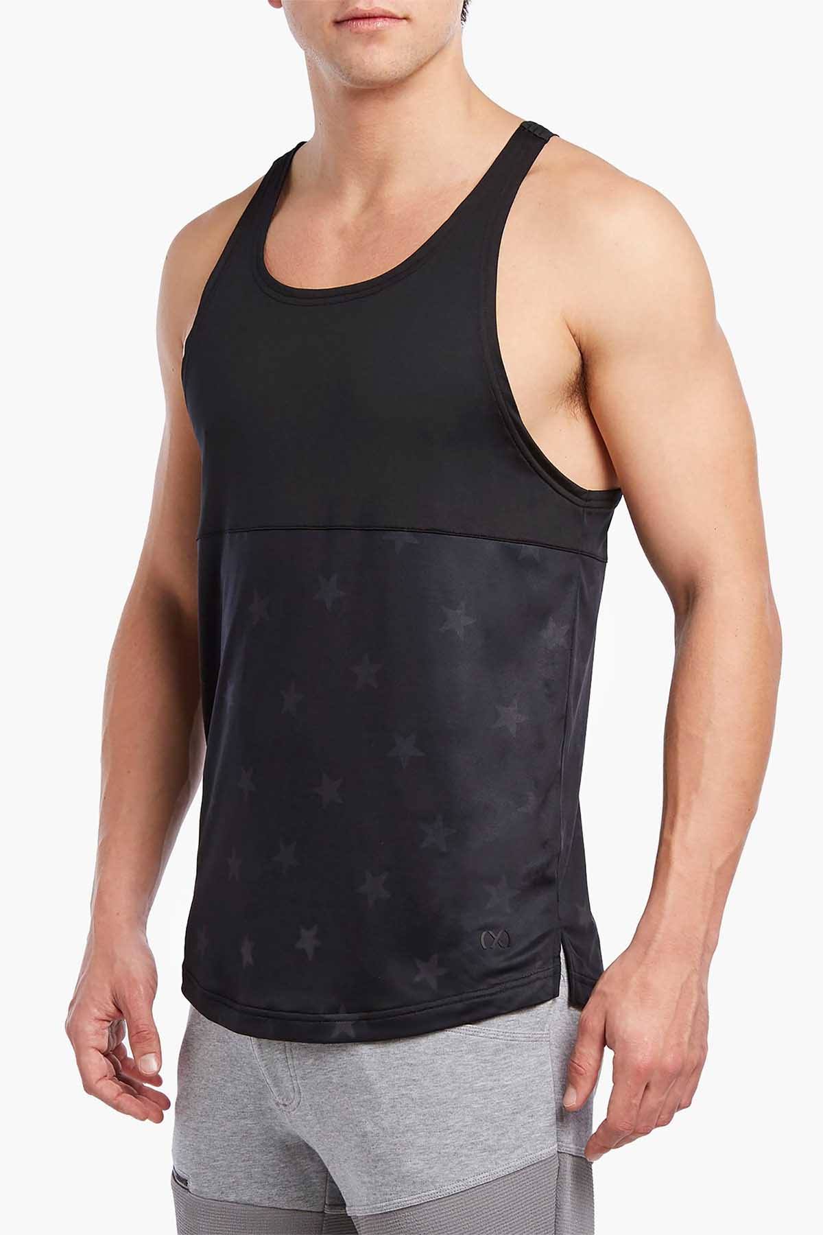 2(X)IST Black/Star-Patch Galaxy Print Moto Tank