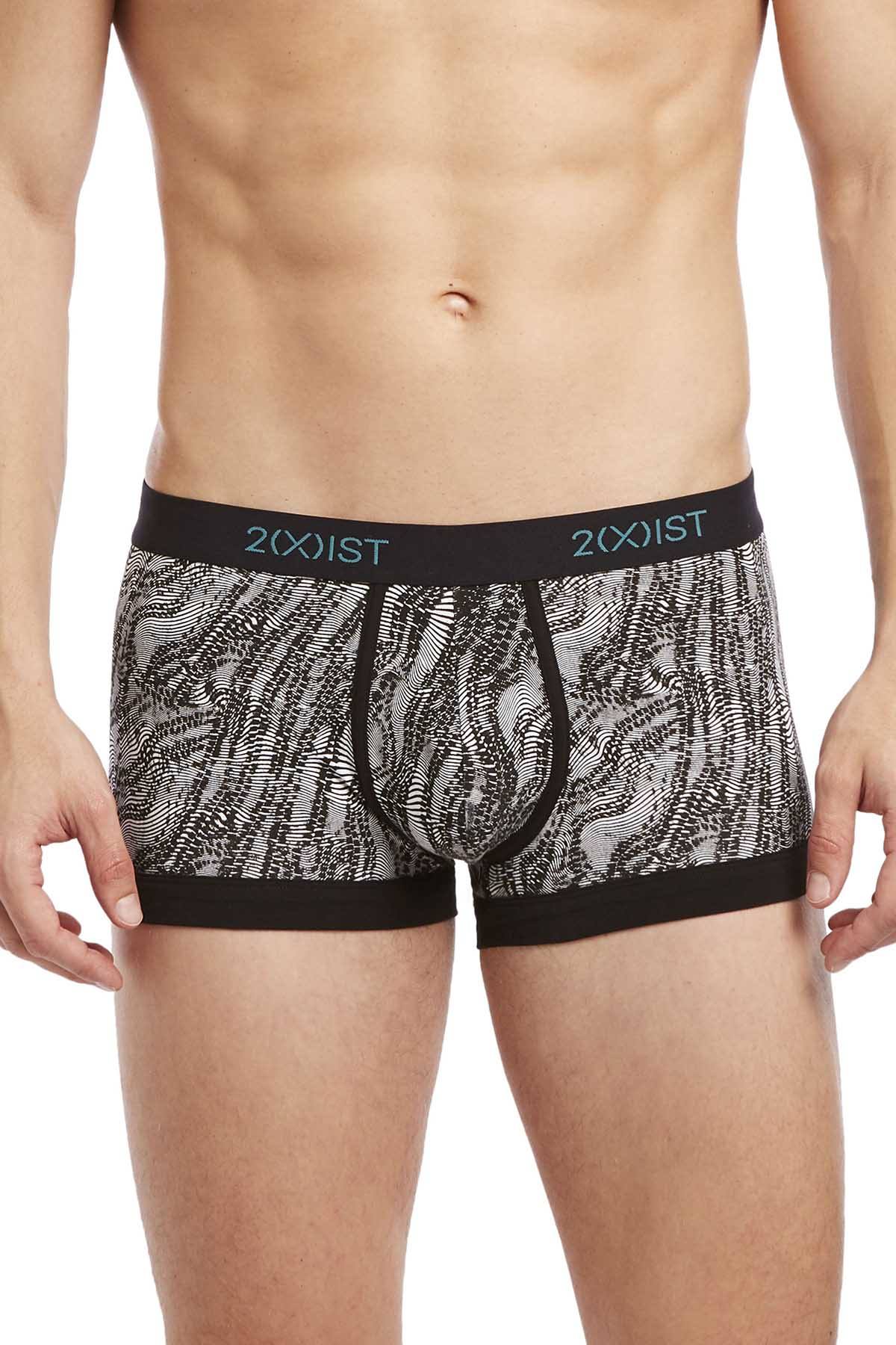 2(X)IST Black/White Digi-Zebra Print Graphic Cotton No-Show Trunk