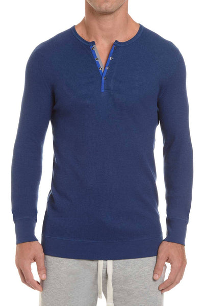 2(X)IST Estate-Blue Core Waffle Henley