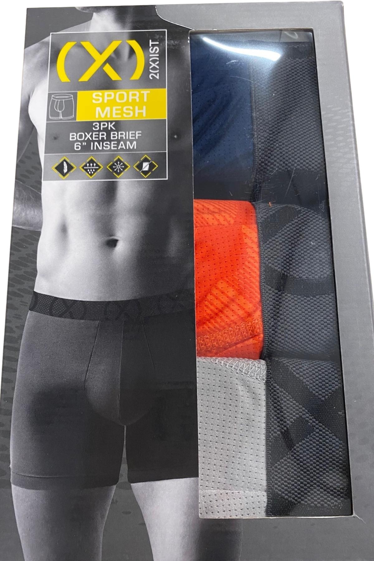 2(X)IST Grey 6" Inseam Sport Mesh Boxer Brief 3-pack