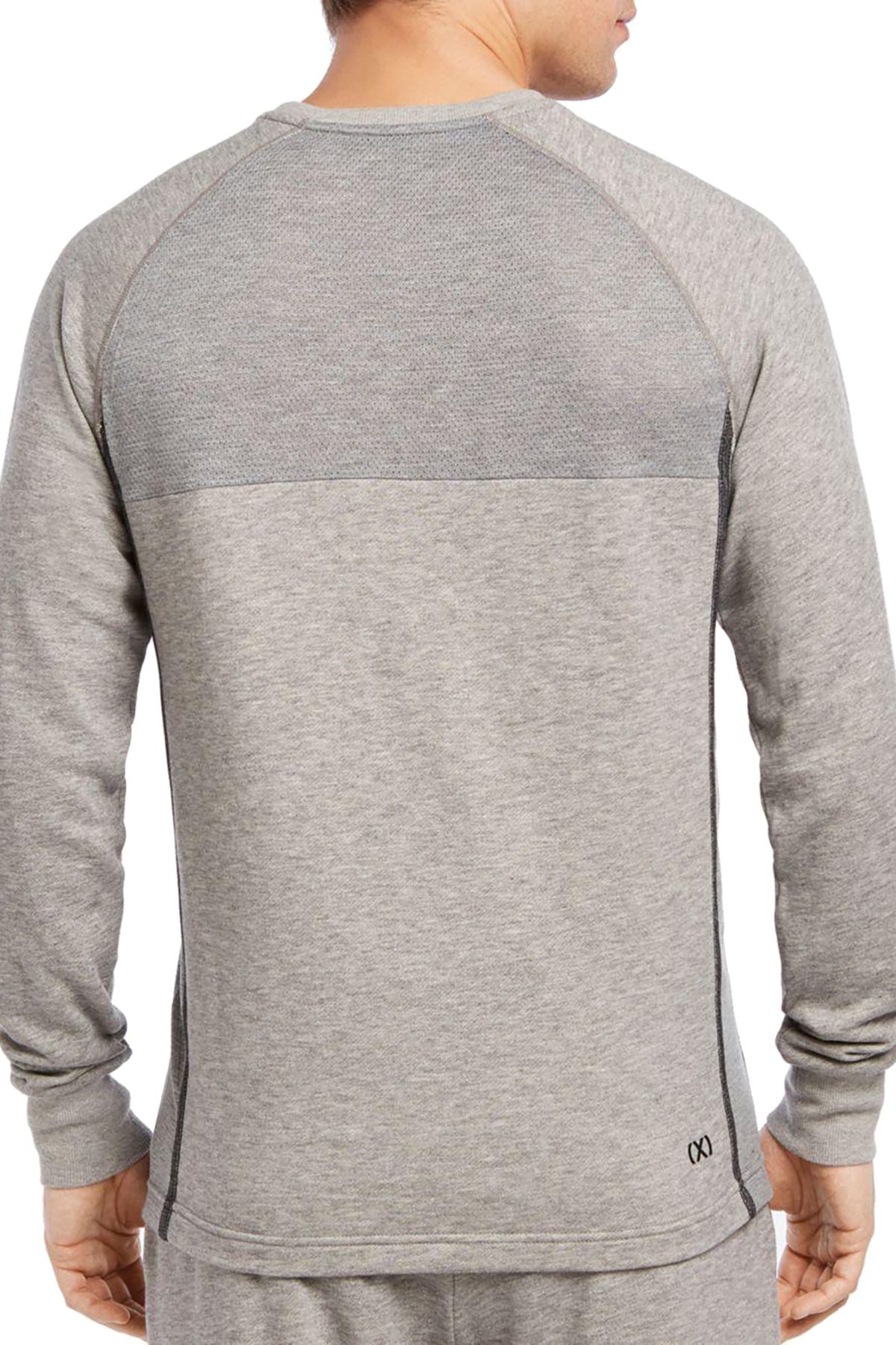 2(X)IST Heather-Grey Mesh-Panel Crewneck Pullover
