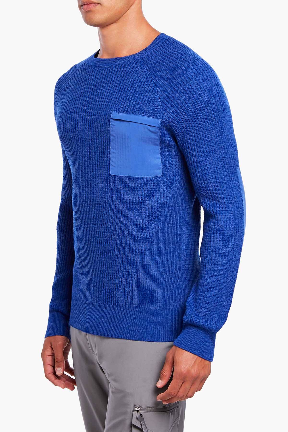 2(X)IST Royal-Blue Long-Sleeve Waffle-Knit Sweater