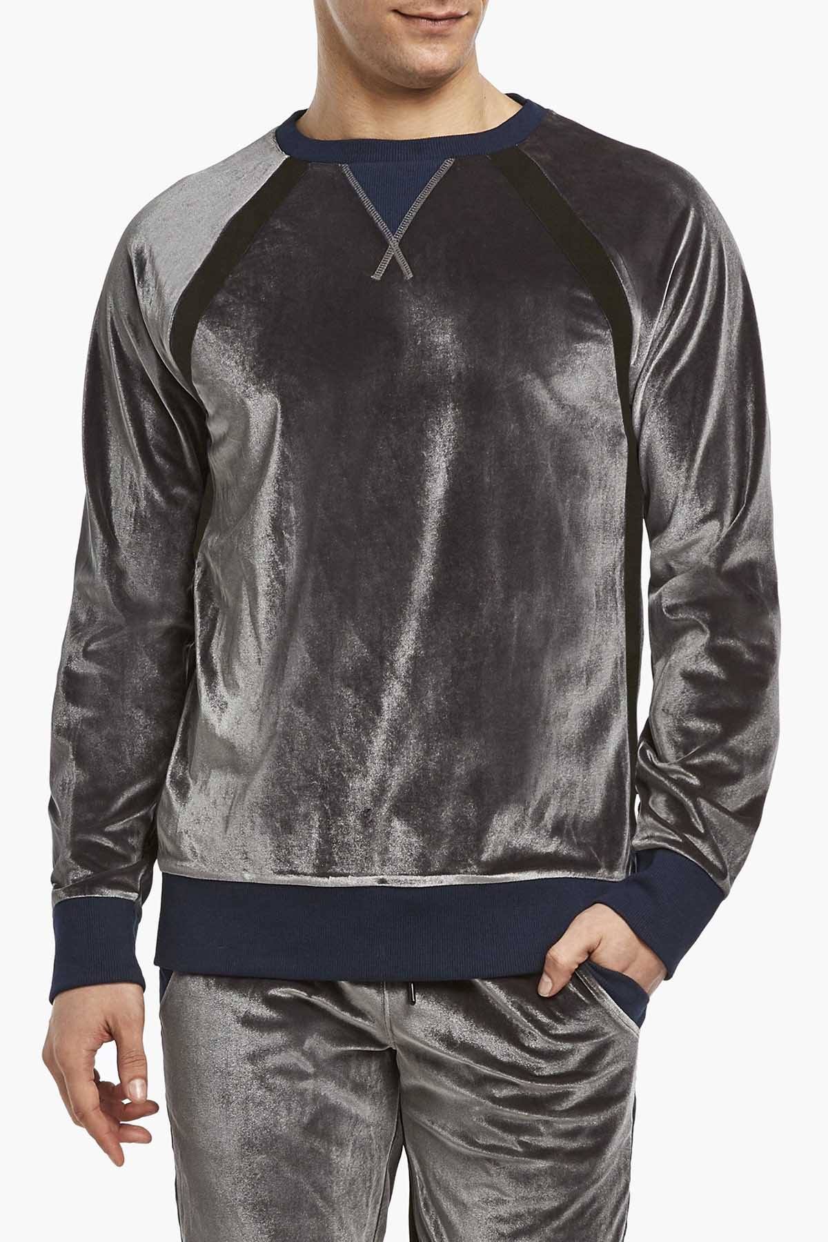 2(X)IST Stormy-Weather After-Hours Velour Crew-Neck Sweatshirt