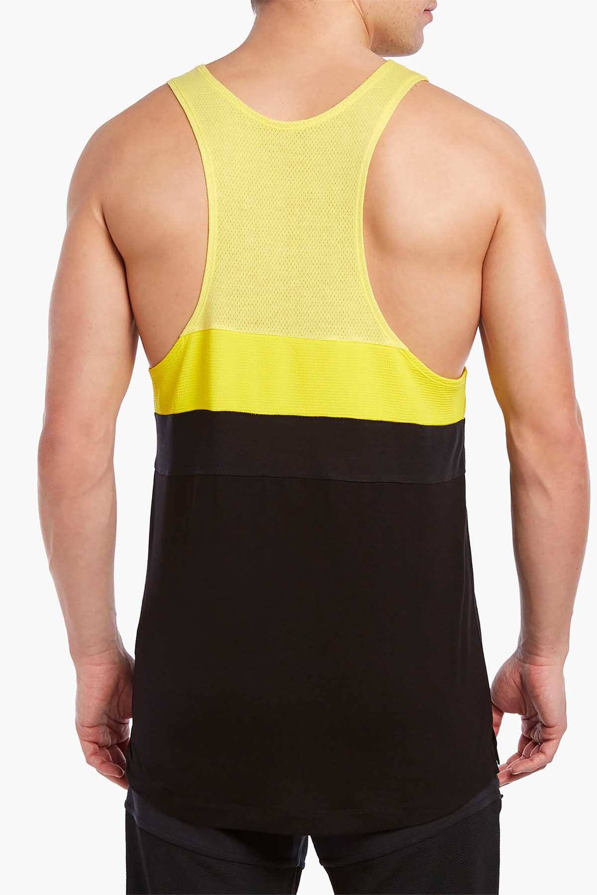 2(X)IST Vibrant-Yellow/Black Color-Block Moto Tank