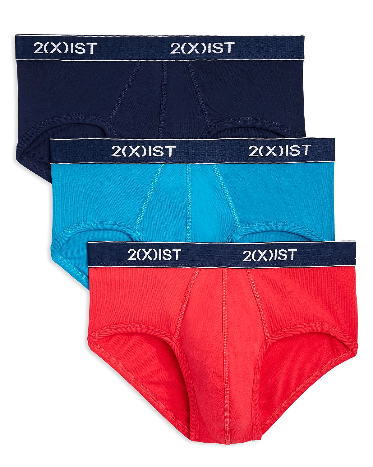 2(x)ist 2(x)ist Essentials No Show Briefs Pack Of 3 Red/Turquiose/Navy