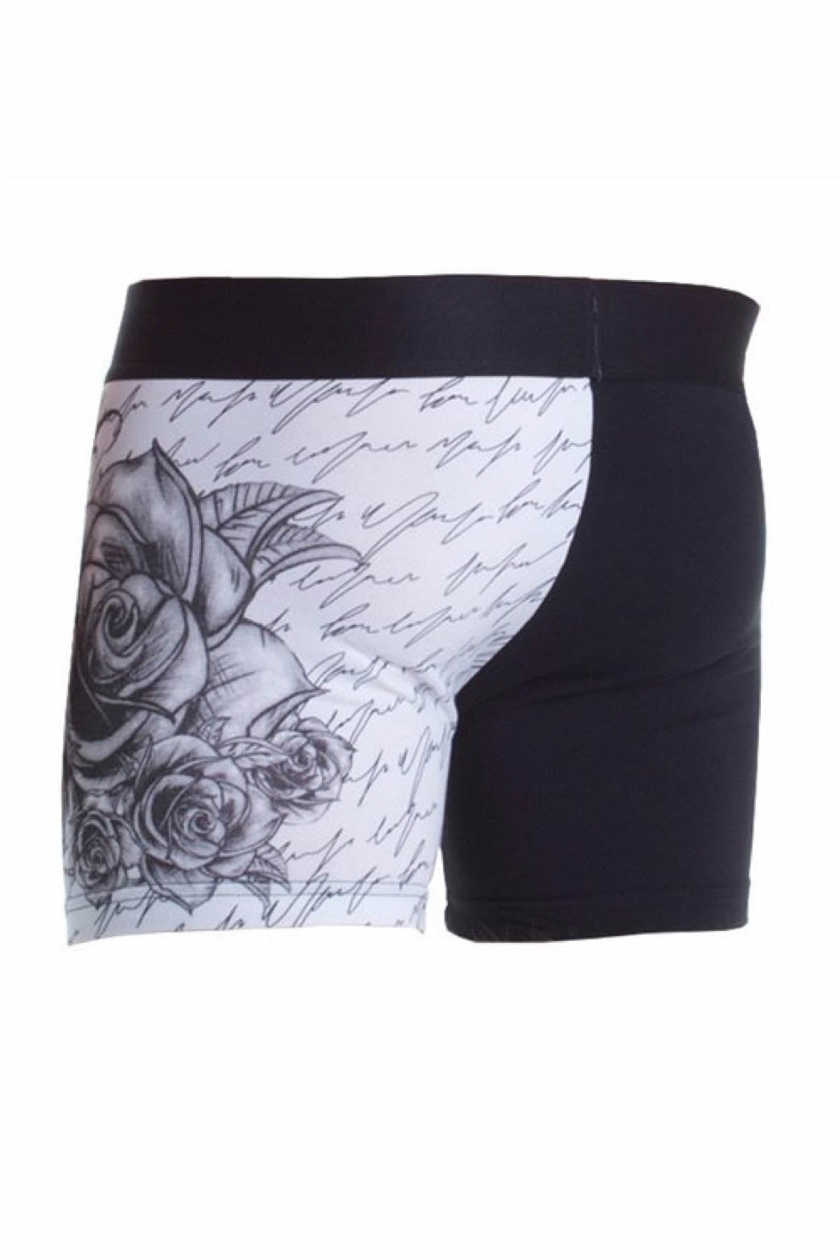 Sly Black & White Rose Boxer Brief