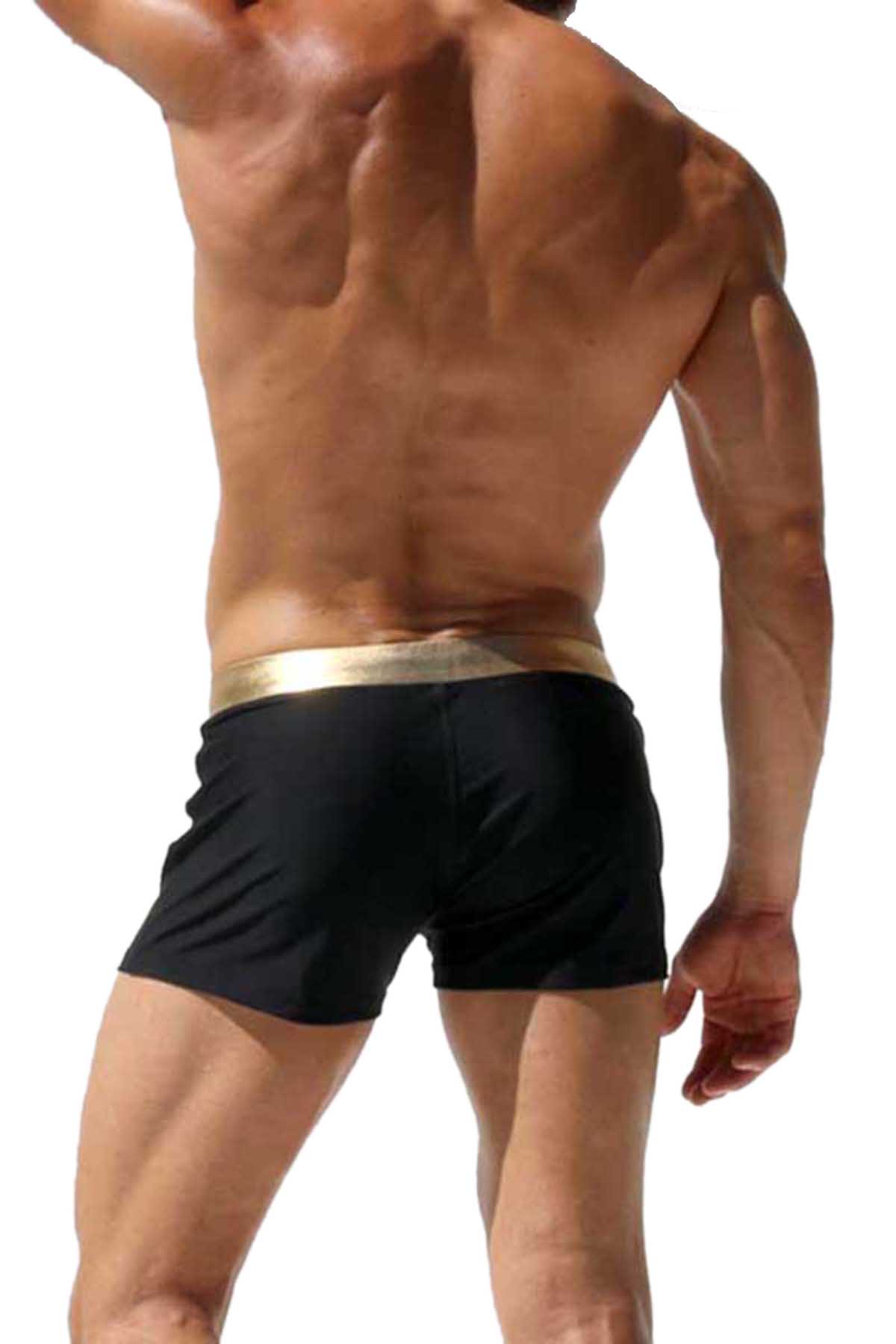 Rufskin Black & Gold Stefano Nylon Lycra Swim Trunk