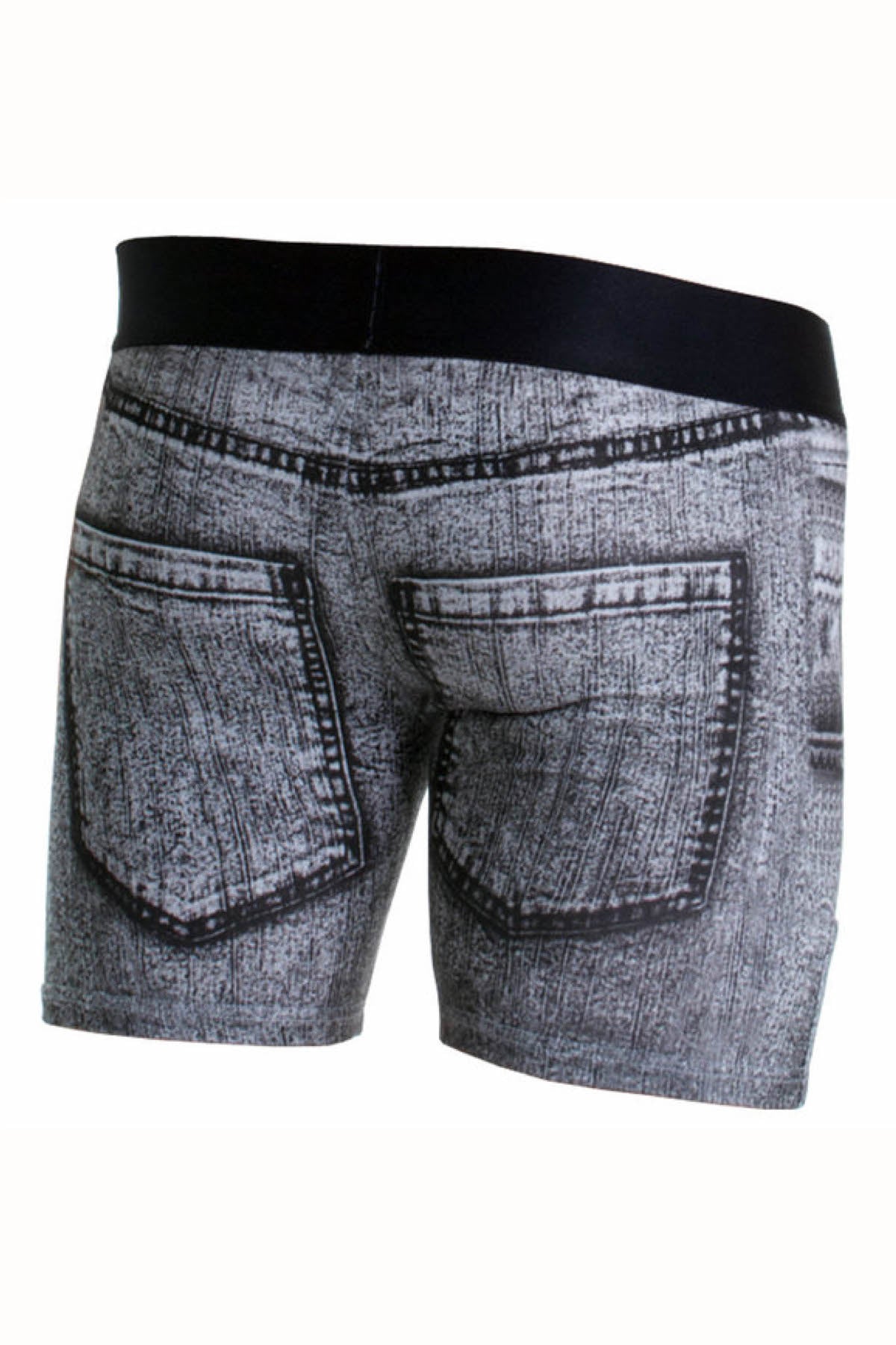 Sly Black & White Denim Boxer Brief - Long