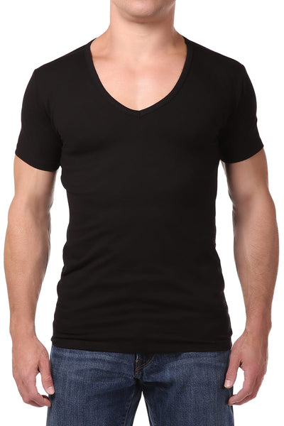 Papi Black Body Defining V-Neck Shirt