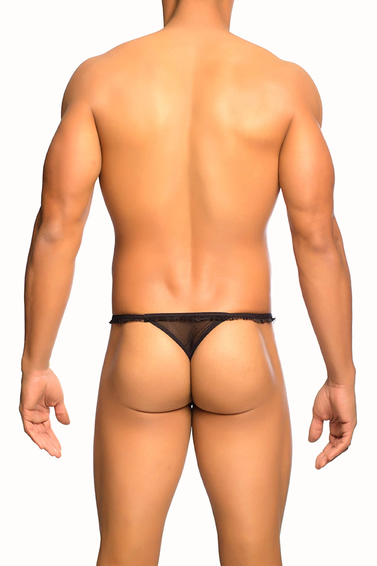 Male Basics Black Ruffled Y-Thong