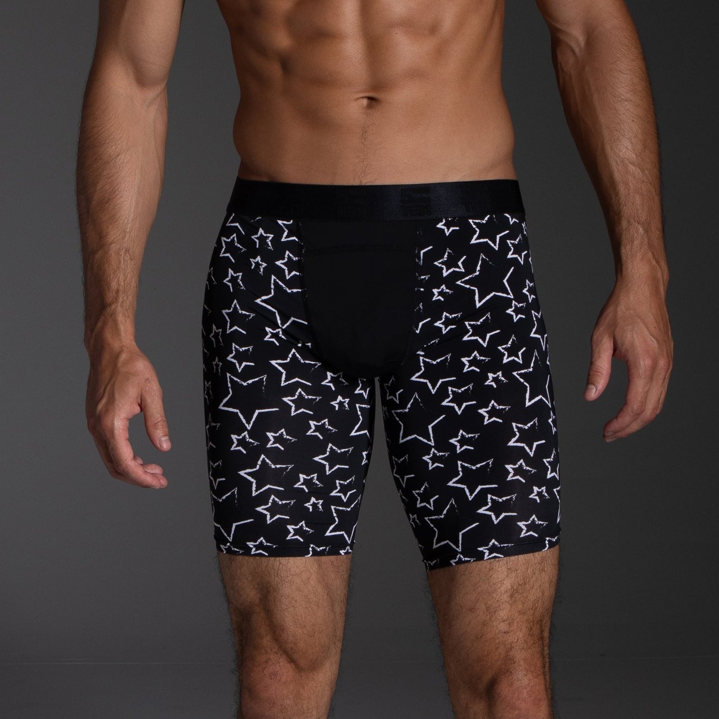 5=Ten Black Stars No Stripes Boxer Brief