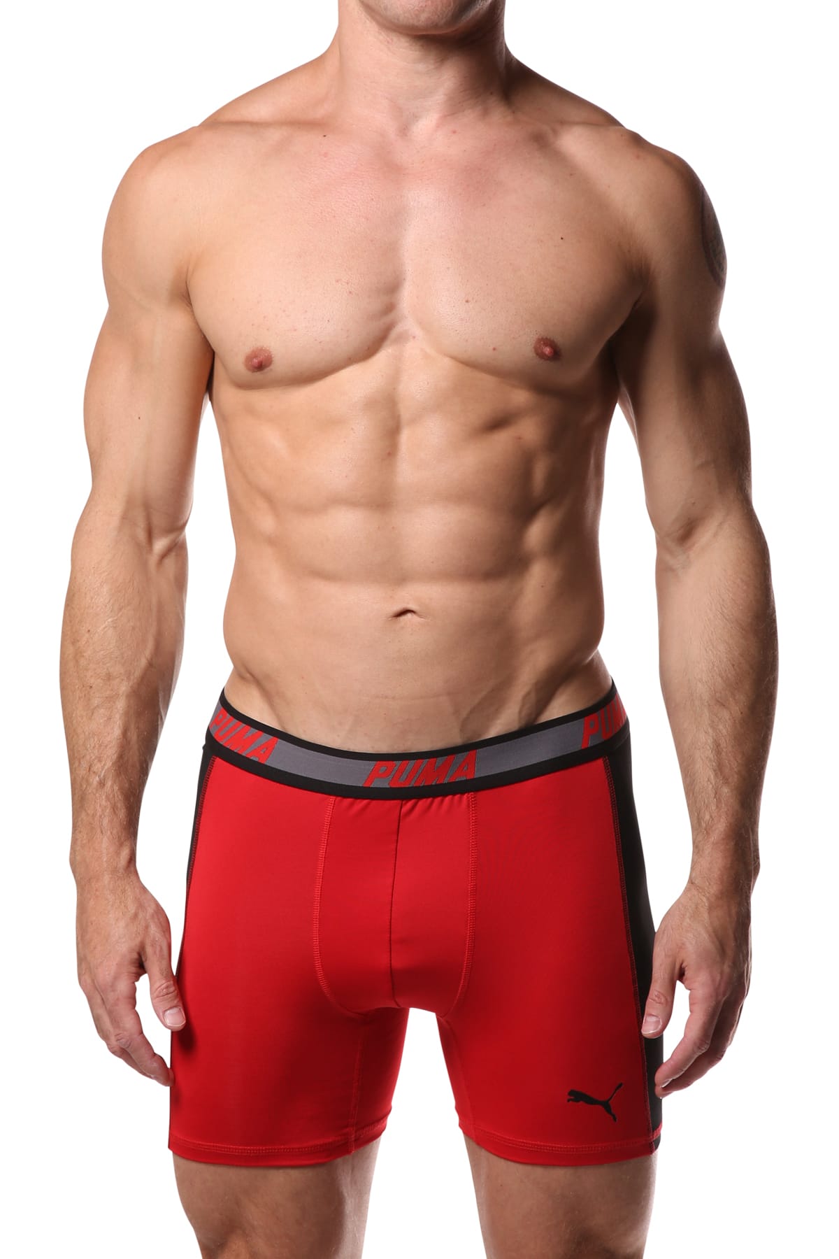 PUMA Black & Red Solid Side Panel Boxer Brief