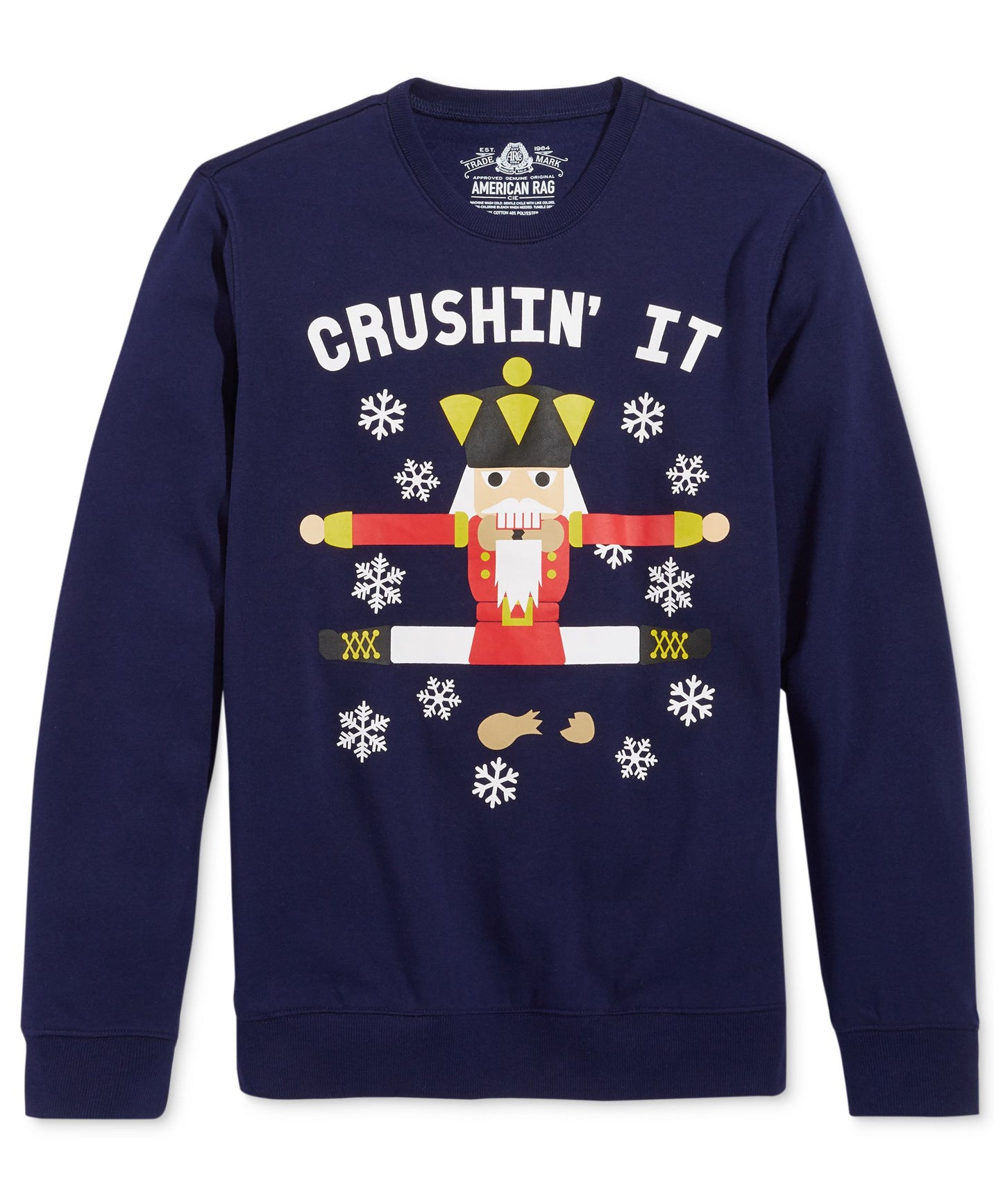 American Rag Nutcracker Crewneck Sweater Blue Small