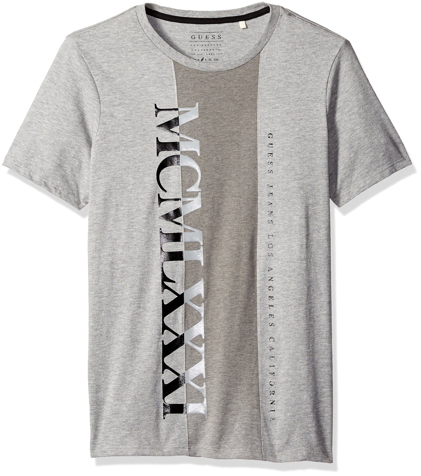 GUESS Duotone Crew Tee Light Heather Grey Multi XL