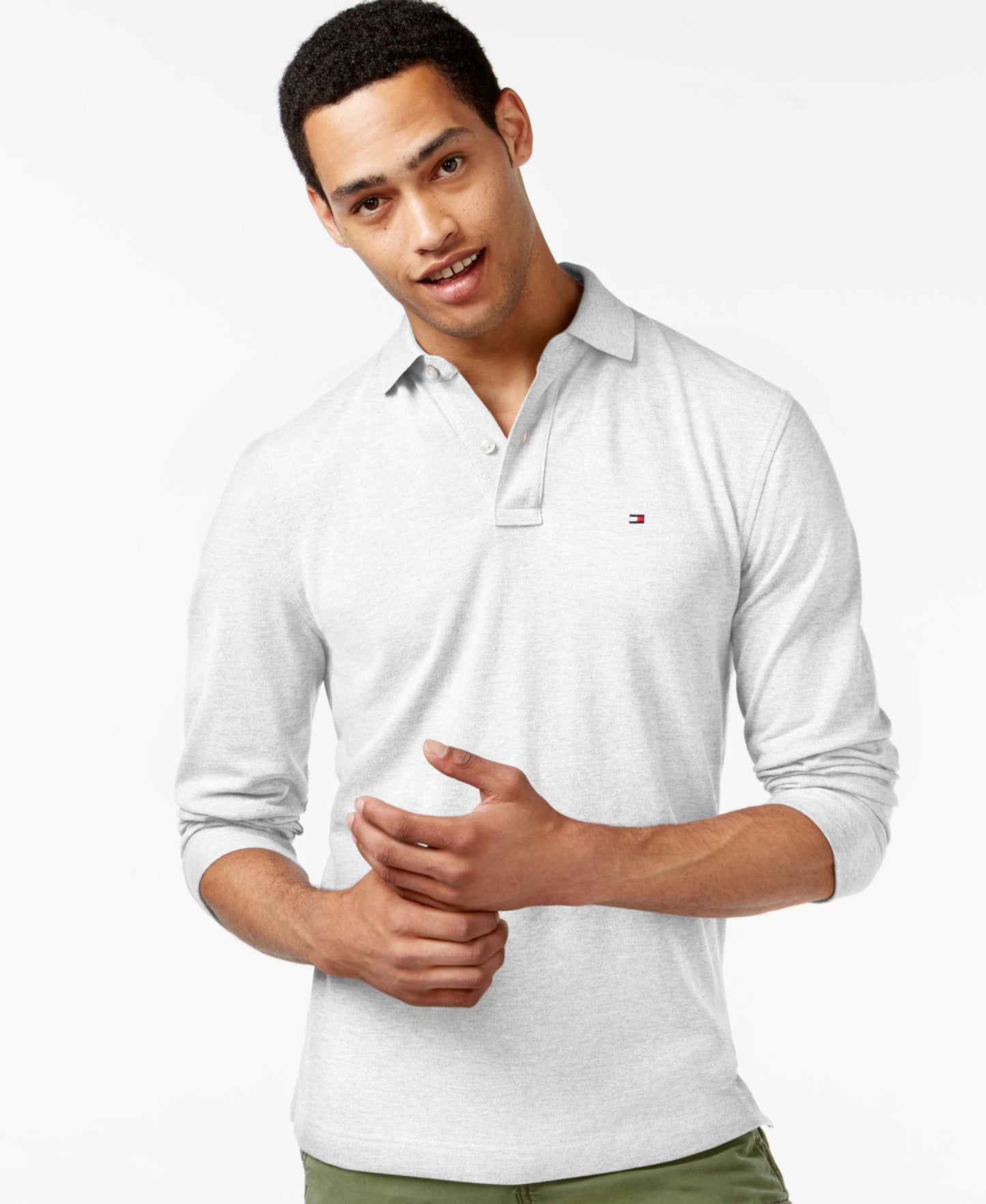 Tommy Hilfiger Long Sleeve Mesh Polo Shirt Large