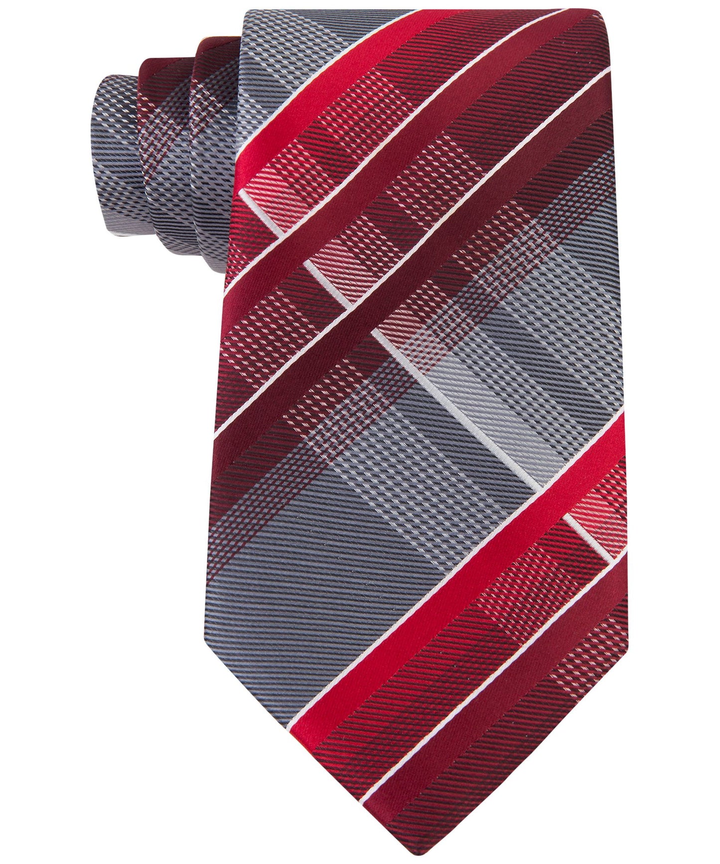 Geoffrey Beene Fearless Plaid Tie Red