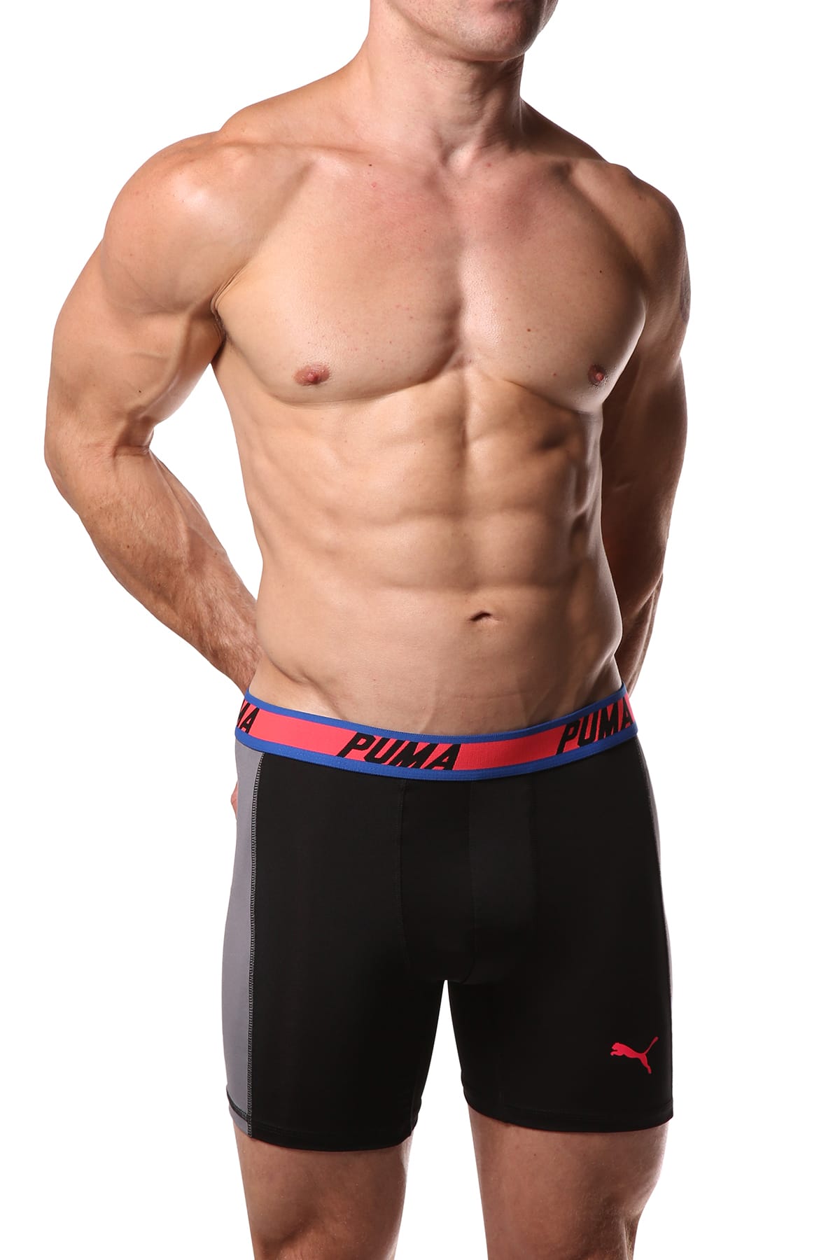 PUMA Light Black & Grey Solid Side Panel Boxer Brief