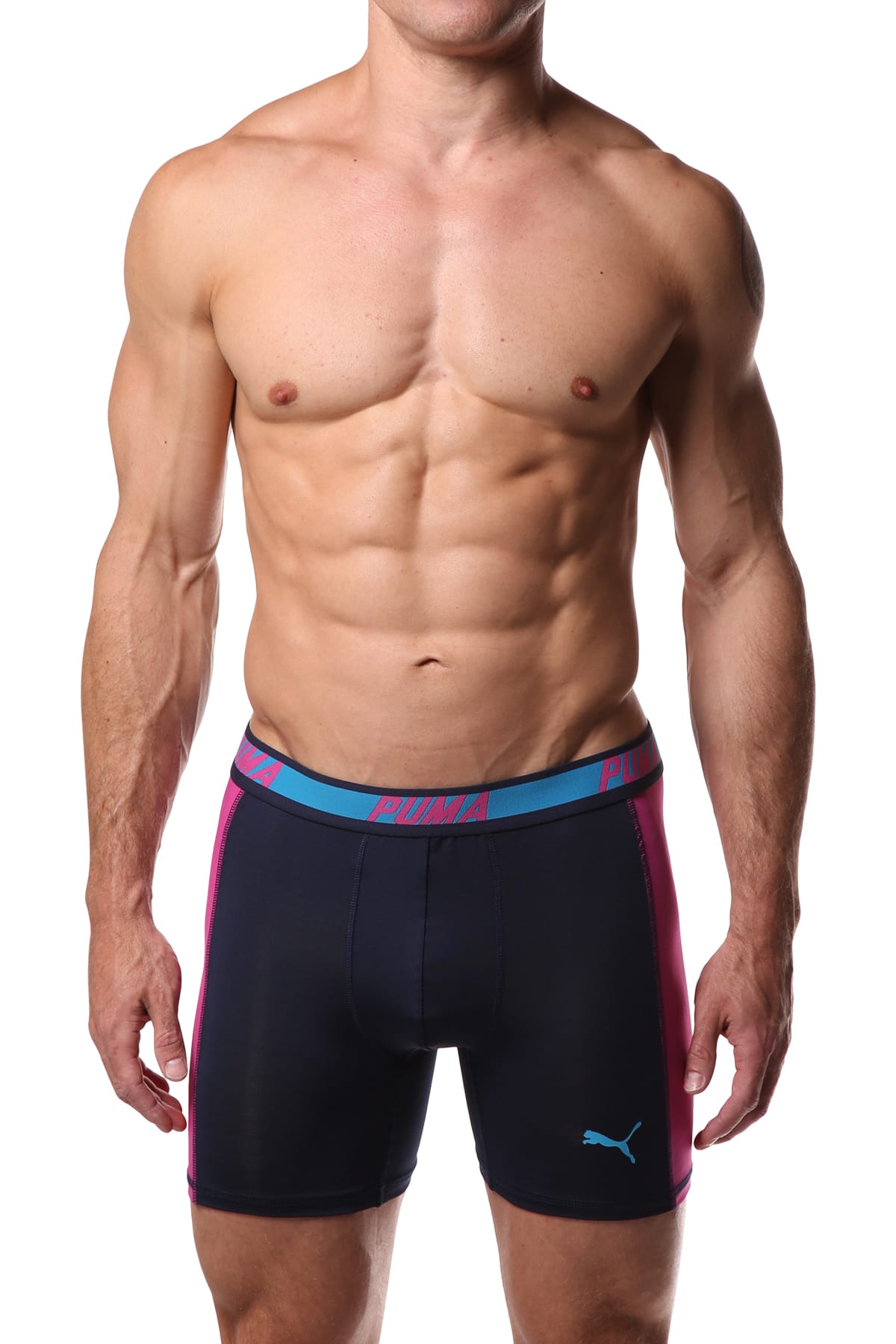 PUMA Navy & Pink Solid Side Panel Boxer Brief