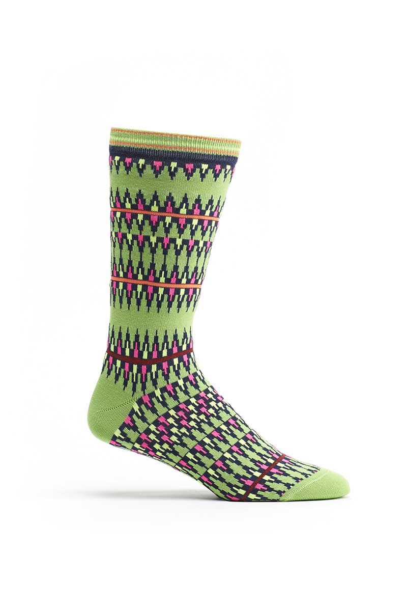 Ozone Green Kente Spears Calf Sock