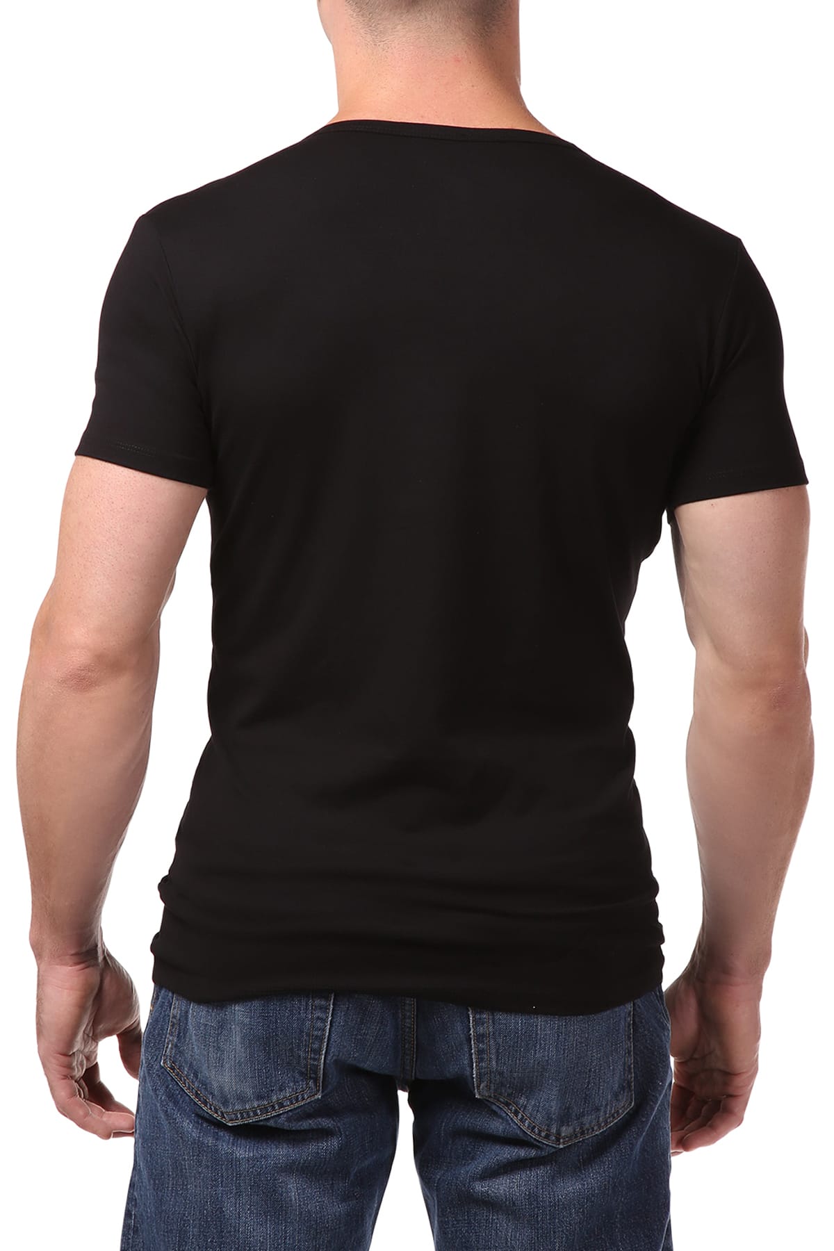 Papi Black Body Defining V-Neck Shirt