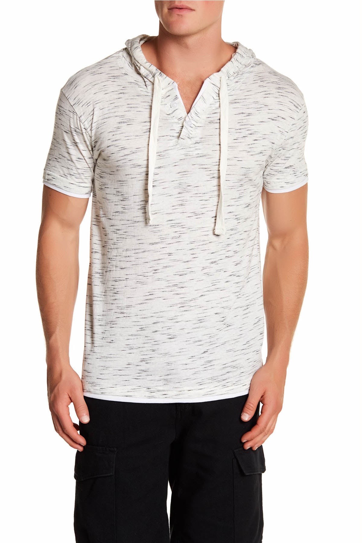Pop Icon White Space-Dyed Hooded Henley