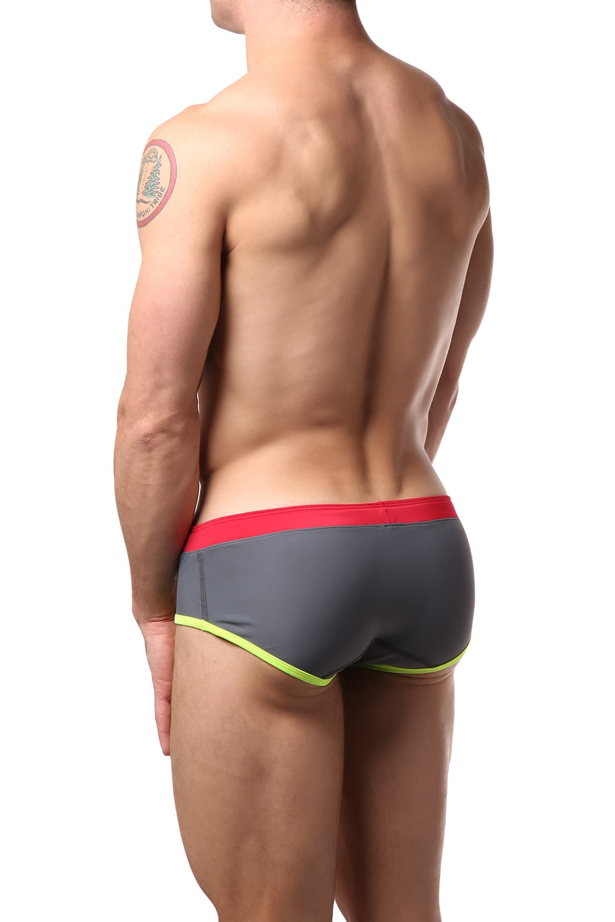 Gigo Grey & Red Active Swim Brief