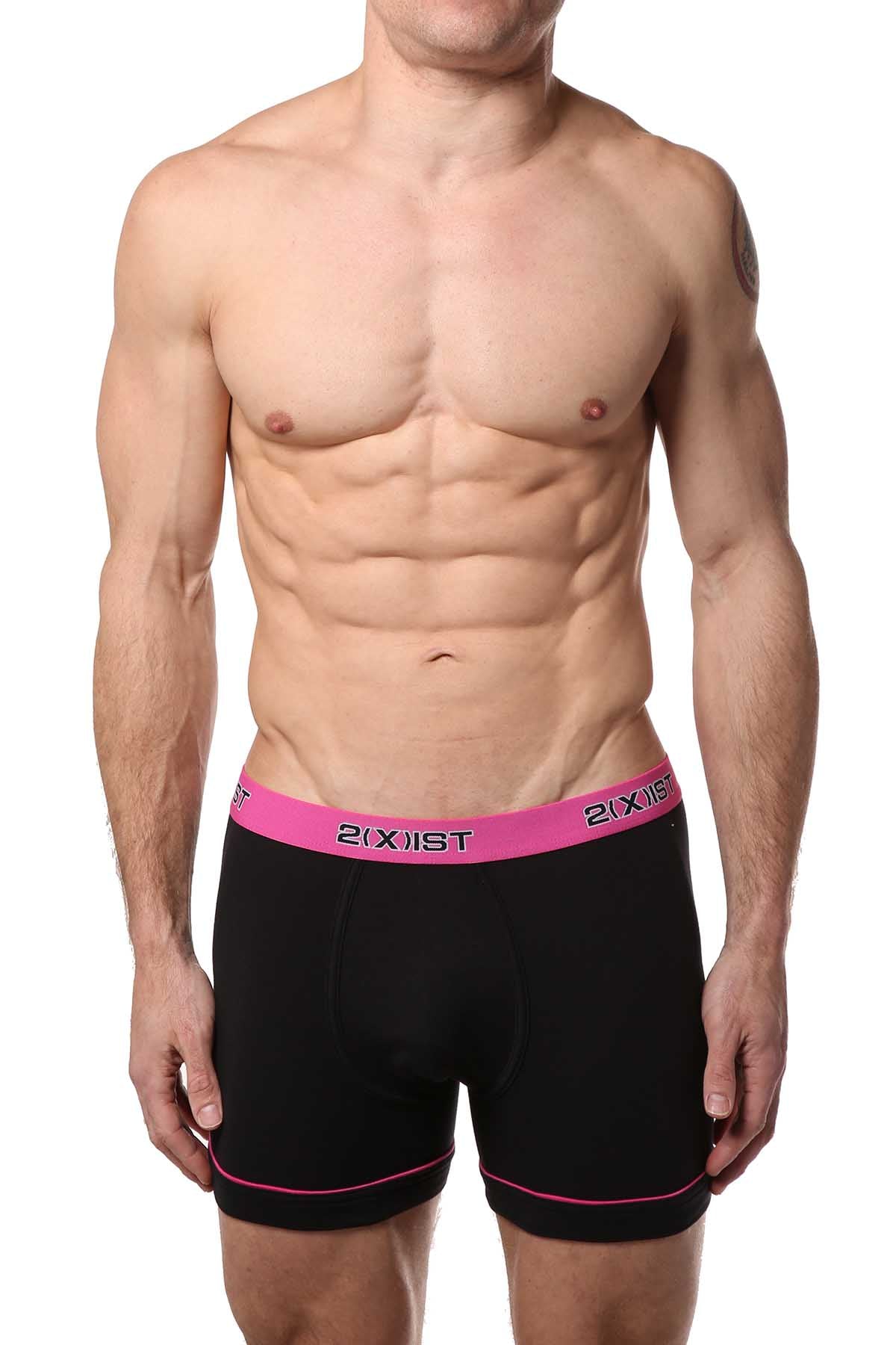 2(X)IST Black Contrast Performance Cotton Boxer Brief 2-Pack